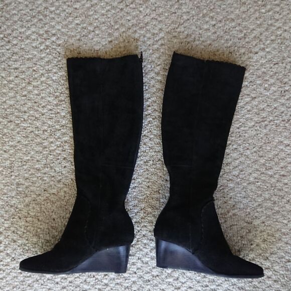 Jack Rogers Mia Suede Wedge Black Boot Size 5M - Picture 2 of 12